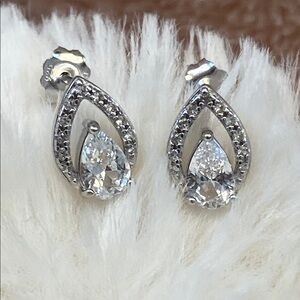 Pear White Sapphire Earrings